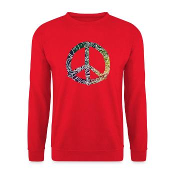 Motif Kaléidoscope du Signe de la Paix - Sweat-shirt Unisexe - rouge - Devant - Alina (178cm) & Michal (187cm)
