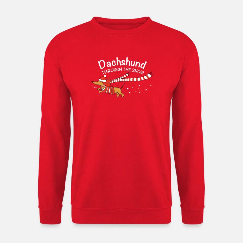 Dachshund Through the Snow - Unisex Sweatshirt - red