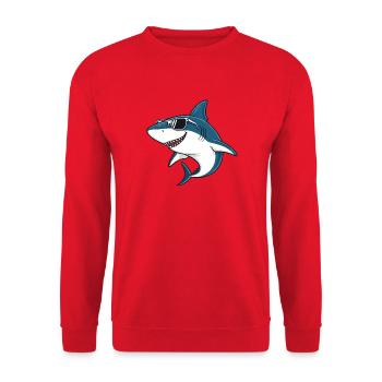 Cool Shark - Cartoon Style Sunglasses - Unisex Sweatshirt - red - Front - Alina (178cm) & Michal (187cm)