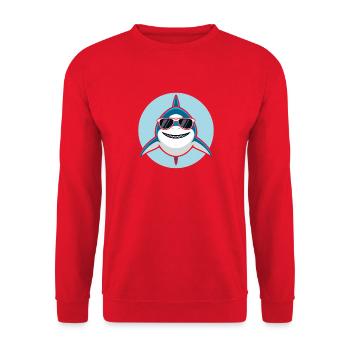 Cool Shark in Sunglasses - Unisex Sweatshirt - red - Front - Alina (178cm) & Michal (187cm)