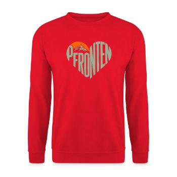 Pfronten Bergherz Panorama - Unisex Pullover - Rot - Vorne - Alina (178cm) & Michal (187cm)