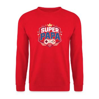 Super Daddy Gaming Shield - Unisex Sweatshirt - red - Front - Alina (178cm) & Michal (187cm)