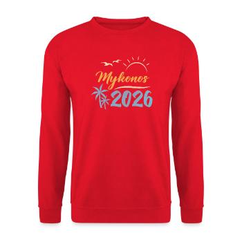 Mykonos 2026 - Unisex Pullover - Rot - Vorne - Alina (178cm) & Michal (187cm)