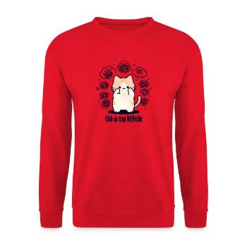 Chat en stress, Club du trop Réfléchir - Sweat-shirt Unisexe - rouge - Devant - Alina (178cm) & Michal (187cm)