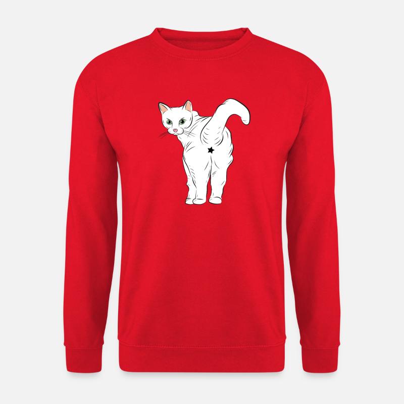 Chat blanc avec logo étoile - Sweat-shirt Unisexe - rouge