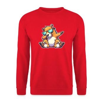 Capybara Papa - Unisex Pullover - Rot - Vorne - Alina (178cm) & Michal (187cm)