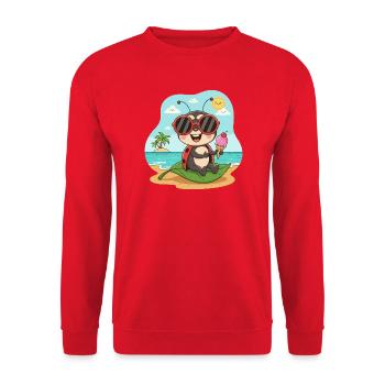 Strandkäfer mit Eis und Sonnenbrille - Unisex Pullover - Rot - Vorne - Alina (178cm) & Michal (187cm)