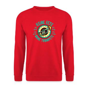 Keine Fete ohne Trompete Brass Band Bläser Jazz - Unisex Pullover - Rot - Vorne - Alina (178cm) & Michal (187cm)