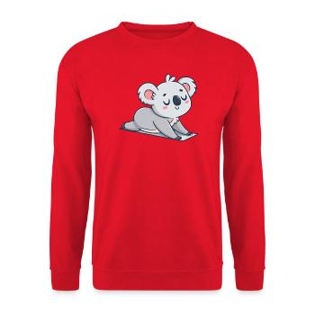 Weicher Koala, der auf dem Teppich ruht - Unisex Pullover - Rot - Vorne - Alina (178cm) & Michal (187cm)