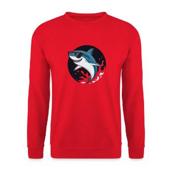 Surfer shark with dark glasses - Unisex Sweatshirt - red - Front - Alina (178cm) & Michal (187cm)