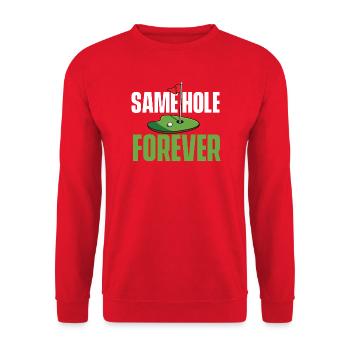 Même trou pour toujours Enterrement de vie drôle Enterrement de vie de garçon Golf - Sweat-shirt Unisexe - rouge - Devant - Alina (178cm) & Michal (187cm)