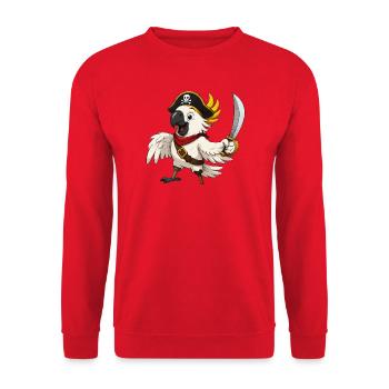 Captain Parrot Pirate Adventure - Unisex Sweatshirt - red - Front - Alina (178cm) & Michal (187cm)