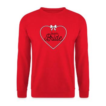 Team Bride Heart Bow Design – Bachelor Party Bridal Crew - Unisex Sweatshirt - red - Front - Alina (178cm) & Michal (187cm)