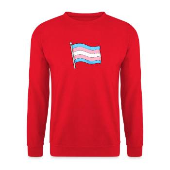 Transgender Flag Pastellwelle - Unisex Pullover - Rot - Vorne - Alina (178cm) & Michal (187cm)