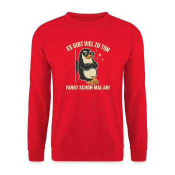 Pinguin mit Sonnenbrille Statement - Unisex Pullover - Rot - Vorne - Alina (178cm) & Michal (187cm)