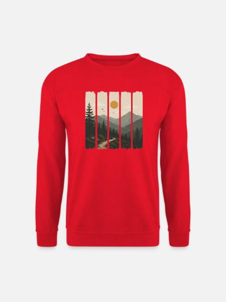 Waldpanorama in Sonnenpaneelen - Unisex Pullover - Rot