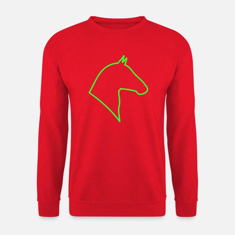Pferd Umriss in Grün - Unisex Pullover - Rot
