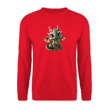 Little Dragon Friend: Cute Baby Dragon - Unisex Sweatshirt - red - Front - Alina (178cm) & Michal (187cm)