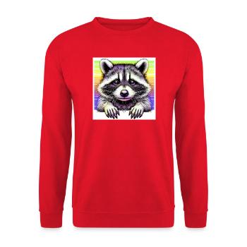 Waschbär - Unisex Pullover - Rot - Vorne - Alina (178cm) & Michal (187cm)