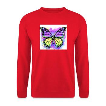 Schmetterling - Unisex Pullover - Rot - Vorne - Alina (178cm) & Michal (187cm)