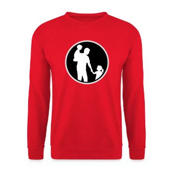 Vater Kind Silhouette Spazieren Familie Papa Liebe - Unisex Pullover - Rot - Vorne - Alina (178cm) & Michal (187cm)
