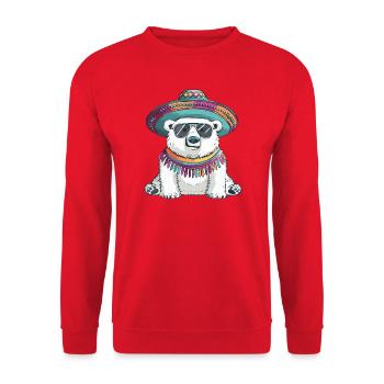 Polar Bear Funny Sombrero - Unisex Sweatshirt - red - Front - Alina (178cm) & Michal (187cm)