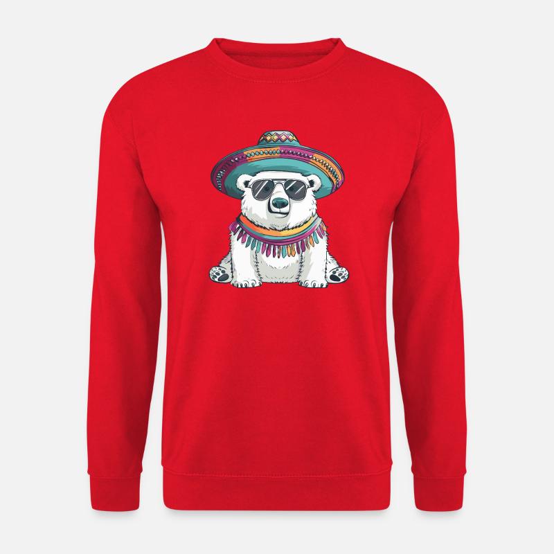 Polar Bear Funny Sombrero - Unisex Sweatshirt - red