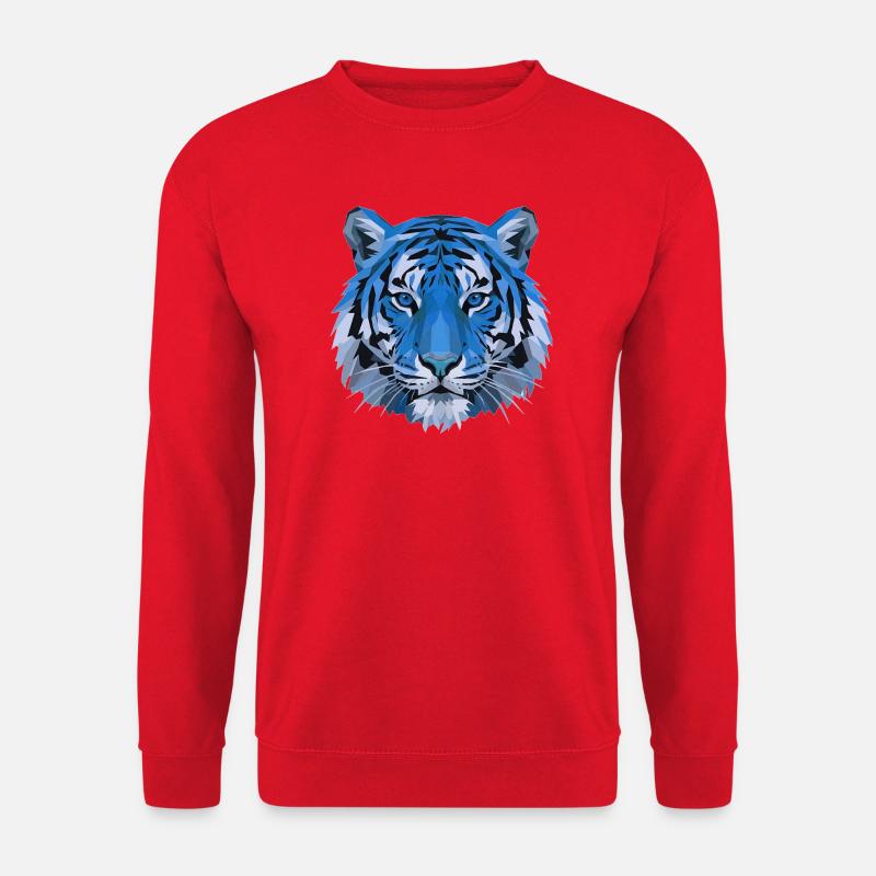Blue Polygon Tiger Head - Unisex Sweatshirt - red