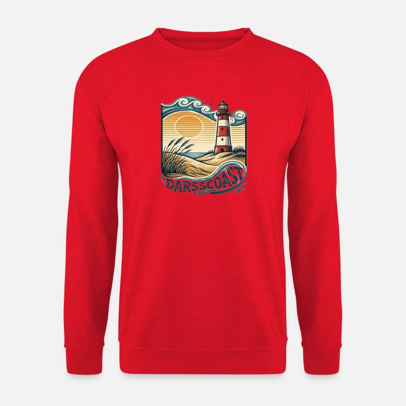 DarsCoast Lighthouse Coastal Wave - Unisex Sweatshirt - red