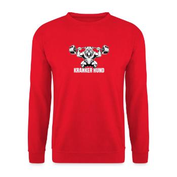 Kraft Bulldogge Gewichtheben, Du Kranker Hund - Unisex Pullover - Rot - Vorne - Alina (178cm) & Michal (187cm)