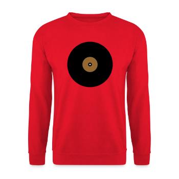 Schallplatte Kreis Textfeld Basis - Unisex Pullover - Rot - Vorne - Alina (178cm) & Michal (187cm)