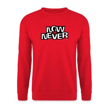 Aujourd’hui Ore Never Lettering - Sweat-shirt Unisexe - rouge - Devant - Alina (178cm) & Michal (187cm)
