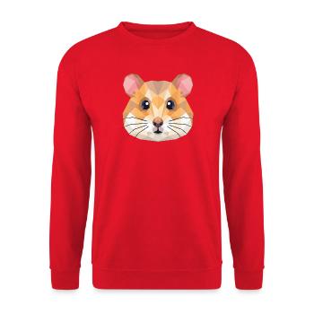 Niedliche geometrische Hamster-Low-Poly-Kunst - Unisex Pullover - Rot - Vorne - Alina (178cm) & Michal (187cm)