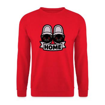 Pug Slippers Home Banner - Unisex Sweatshirt - red - Front - Alina (178cm) & Michal (187cm)