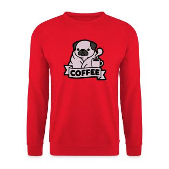 Bannière du Café du Matin du Carlin - Sweat-shirt Unisexe - rouge - Devant - Alina (178cm) & Michal (187cm)