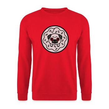 Pug Dog Donut Candy - Unisex Sweatshirt - red - Front - Alina (178cm) & Michal (187cm)