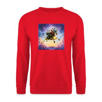 Rocket giraffe with heart - Unisex Sweatshirt - red - Front - Alina (178cm) & Michal (187cm)
