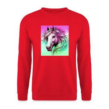 horse - Unisex Sweatshirt - red - Front - Alina (178cm) & Michal (187cm)