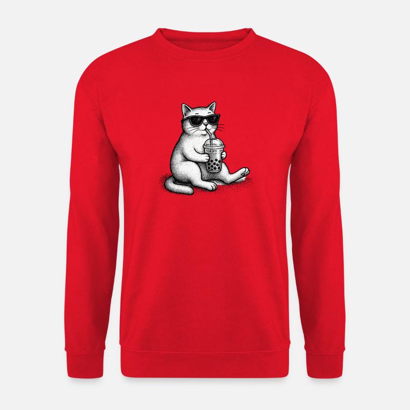 Bubble Tea Cat - Unisex Sweatshirt - red