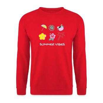 Pastell-Sommerstimmung: Palmen und Blumen - Unisex Pullover - Rot - Vorne - Alina (178cm) & Michal (187cm)