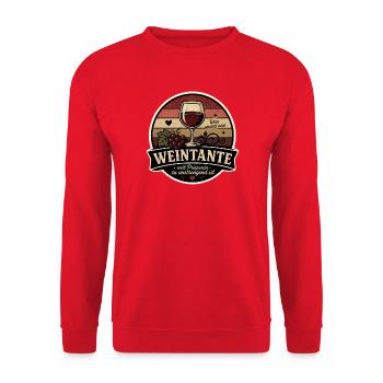 Weintante Retro - Unisex Pullover - Rot - Vorne - Alina (178cm) & Michal (187cm)