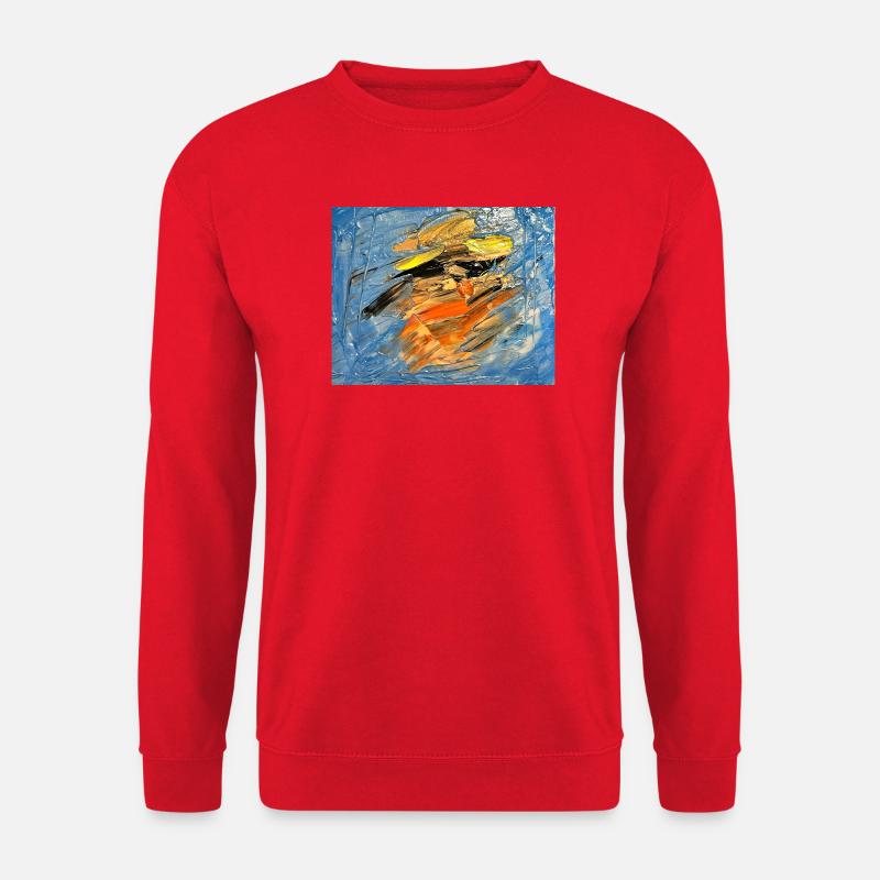 Blauer Farbwirbel im Orange - Unisex Pullover - Rot