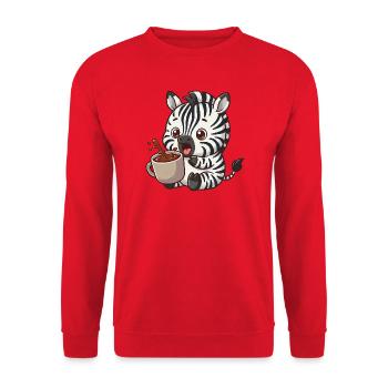 Funny Zebra Coffee Coffee Lover - Unisex Sweatshirt - red - Front - Alina (178cm) & Michal (187cm)