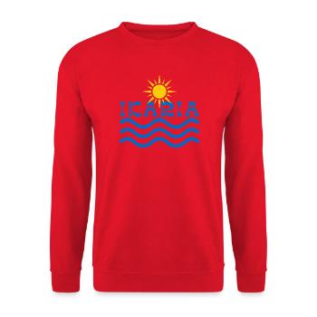 Ikaria Sun & Waves - Unisex Sweatshirt - red - Front - Alina (178cm) & Michal (187cm)