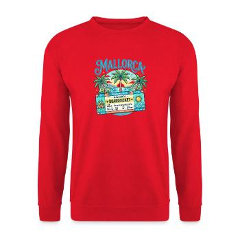 Mallorca Boarding Pass – Sommer Urlaub - Unisex Pullover - Rot - Vorne - Alina (178cm) & Michal (187cm)
