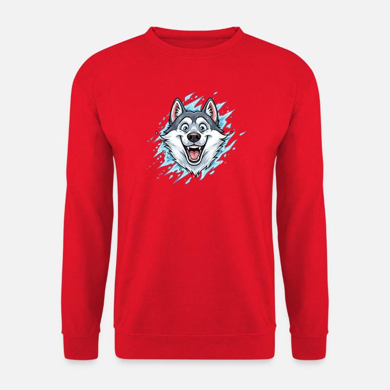 Cheerful Wolf Mascot Watersplash - Unisex Sweatshirt - red