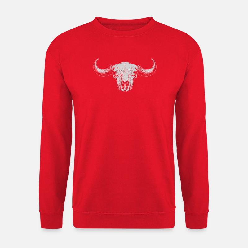 Buffalo Skull Monochrome Crest - Unisex Sweatshirt - red