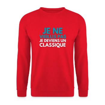 Je ne vieillis pas je deviens un classique - Sweat-shirt Unisexe - rouge - Devant - Alina (178cm) & Michal (187cm)