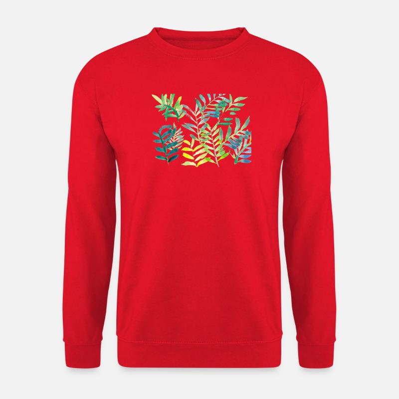 Branches de feuilles aquarelles - Sweat-shirt Unisexe - rouge