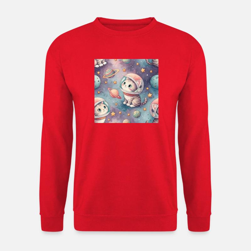 Cosmic Kitten in Orbit - Unisex Sweatshirt - red